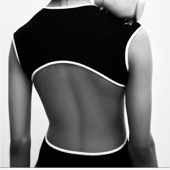 ZARA Black and White Piped Bodysuit - Picture 5 of 6